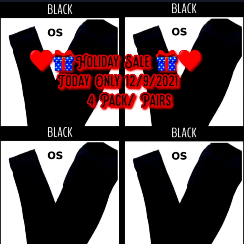 🎁Holiday Sale 🎁New 4 Pairs New LuLaroe Solid Black Leggings OS